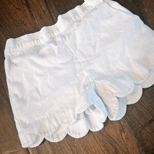 White Scalloped Hem crew cuts Shorts